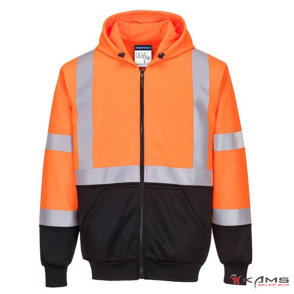 B315 - Bluza ostrzegawcza dwukolorowa ocieplana z kapturem - 2 kolory - S-5XL