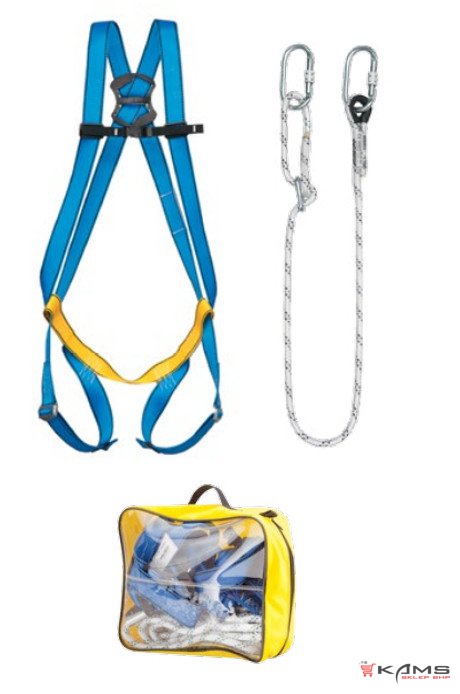 BASIC 2S - ZESTAW BASIC - szelki bezpieczeństwa P 01S, linka LB100 2m, zatrzaśniki 2xAZ 011, torba 31x27x10 cm - M-XL, 2XL.