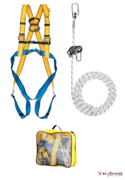 BASIC AC 5 - ZESTAW BASIC - szelki bezpieczeństwa P 30, samozaciskowe przesuwne AC 080 + lina 10m + AZ 011, torba - M-XL, 2XL.