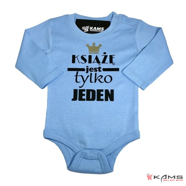 Body niemowlęce, nadruk FLEX Książę jest tylko Jeden, 100% bawełna, 170g, długi rękaw