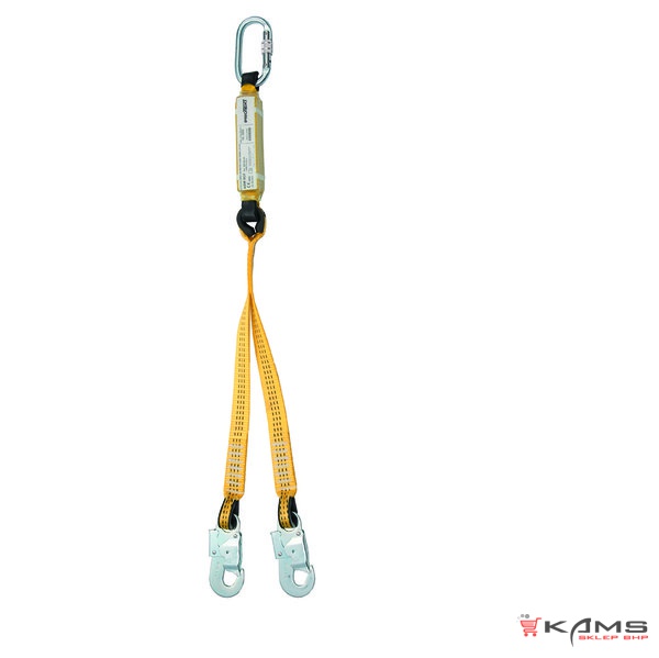 BW240 - amortyzator bezpieczeństwa z podwójną linką + zatrzaśniki AZ002/AZ011 - 0,9m/1,5m