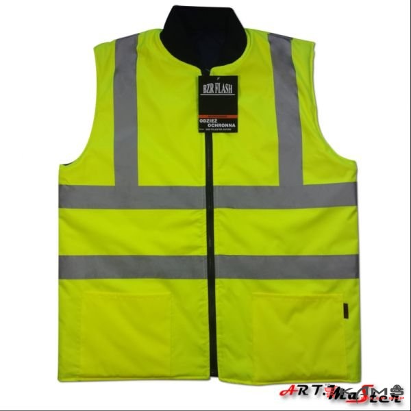 BZRFLASH Kat. 2 - Bezrękawnik ocieplany odblaskowy dwustronny - M-3XL