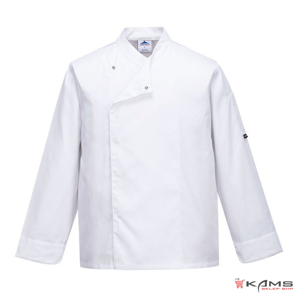 C730 - Bluza szefa kuchni CROSS-OVER idealna w parnym pomieszczeniu, 65% poliester, 35% bawełna 190g, siatka 100% poliestrowa - XS-3XL