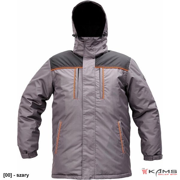 CREMORNE parka - męska zimowa parka, stały kaptur, przedłużony tył, 100% poliester - 4 kolory - S-4XL.