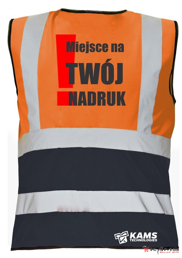 Kamizelka ostrzegawcza dwukolorowa z TWOIM NADRUKIEM, pomarańczowo/granatowa