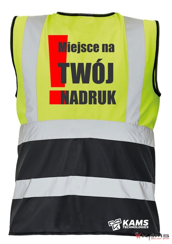 Kamizelka ostrzegawcza dwukolorowa z TWOIM NADRUKIEM, żółto/czarna