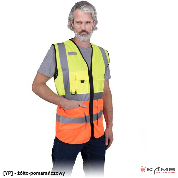 KOS-ZIP - Kamizelka ostrzegawcza z pasami odblaskowymi - M-5XL