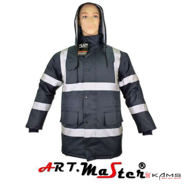 KURTKA FLASH Blue - Ocieplana kurtka z pasami odblaskowymi długość 3/4 - M-3XL