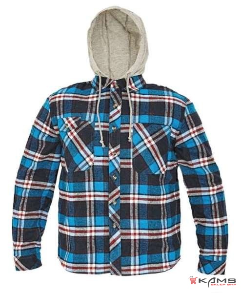 LUCAN - męska koszula flanelowa z odpinanym kapturem - S - 3XL.