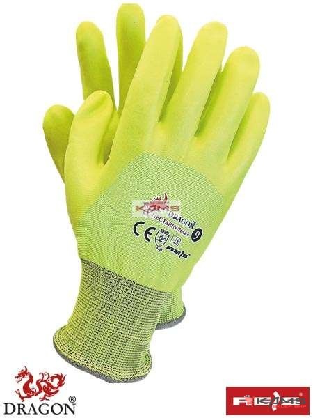 NECTARIN-HALF - Rękawice ochronne powlekane nitrylem z miękkiego poliestru Hi-Vis - 7,8,9,10.