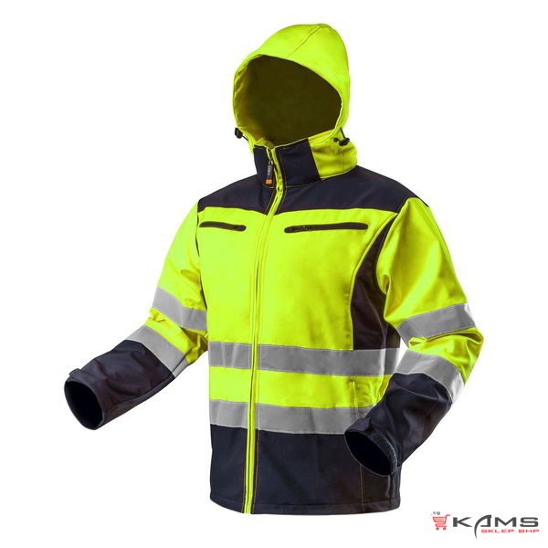 Neo 81-700 - Kurtka robocza ostrzegawcza softshell z kapturem, wodoodporna