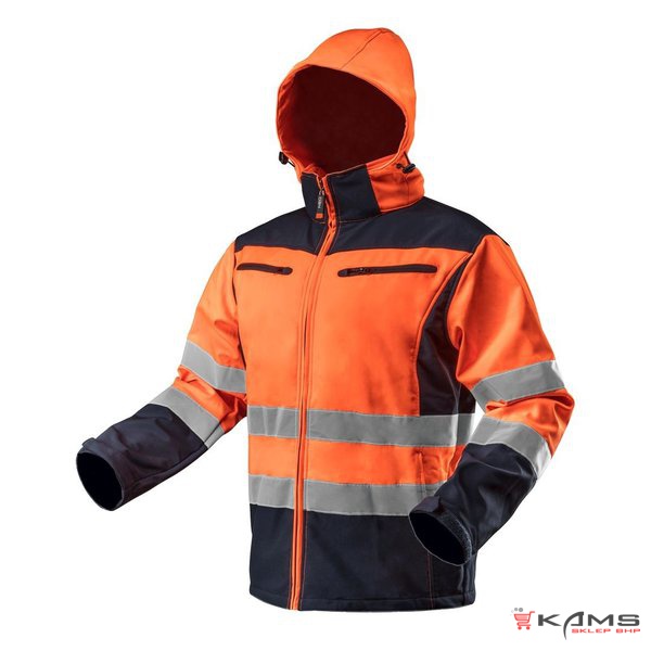 Neo 81-701 - Kurtka robocza ostrzegawcza softshell z kapturem, wodoodporna