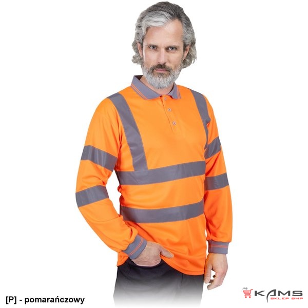 POLO-FLUO - polo ostrzegawcze, długi rękaw, szybkoschnąca oddychający materiał-siateczka, 100% poliester, 150 g/m² - 2 kolory - S-3XL.