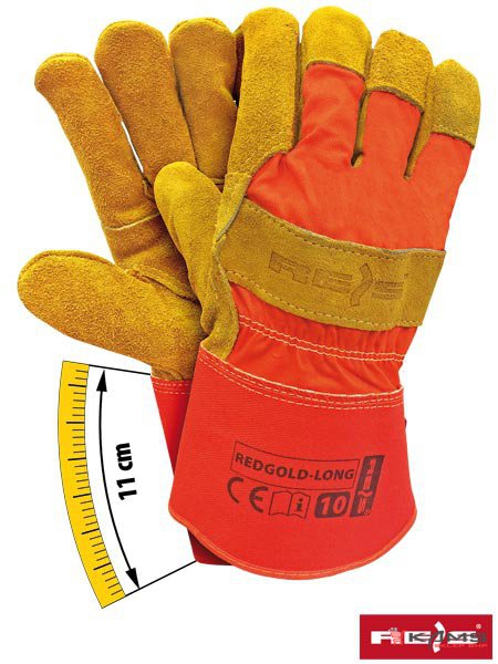 REDGOLD-LONG - Rękawice ochronne wzmacniane skórą bydlęcą - 10