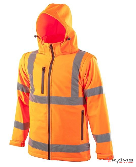 REF 502 - kurtka softshelowa wysokiej widoczności 2w1 z odpinanymi rękawami - S-3XL.
