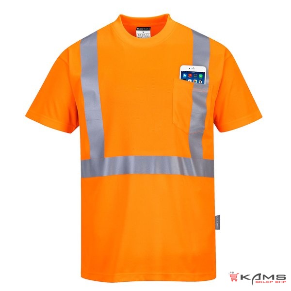 S190 - T-Shirt ostrzegawczy z kieszonką - 2 kolory - S-5XL