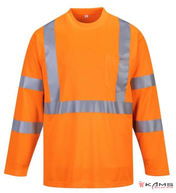 S191 - T-Shirt ostrzegawczy z długimi rękawami i kieszonką 2 kolory - S-5XL.