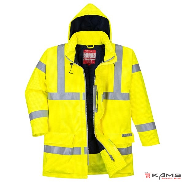 S778 - Wodoodporna kurtka ostrzegawcza trudnopalna i antystatyczna Bizflame Rain - 2 kolory - XS-6XL