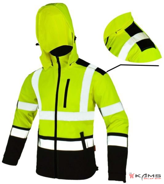 SOFTREF – Kurtka softshell fluorescencyjna z pasami odblaskowymi - M-3XL