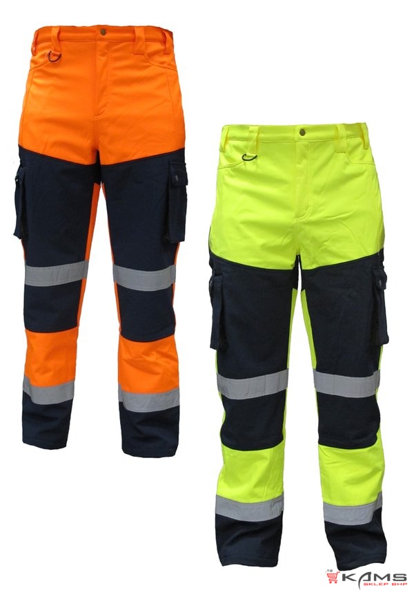 Softshell SNOW HAWK - ocieplane spodnie robocze do pasa z polarem, ostrzegawcze z softschell'u - 2 kolory - S-3XL.