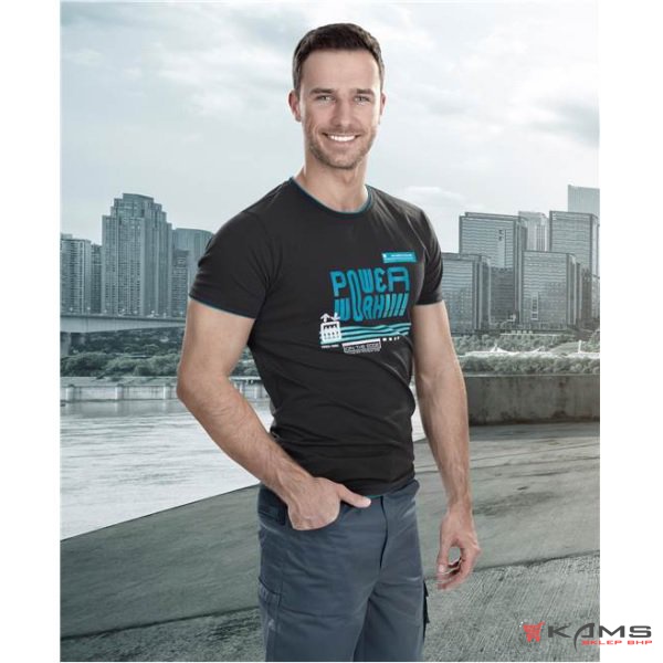 T-SHIRT POWERWORK - stylowy nadruk, 95% bawełna, 5% elastan 180 g/m² 3 kolory - S-3XL.