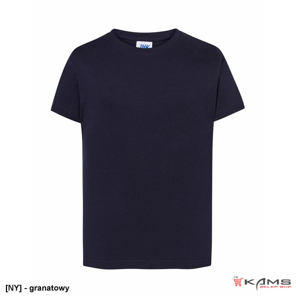 T-shirt JHK TSRK 190 - dziecięca/młodzieżowa z krótkim rękawem wzmocniony lycrą ściągacz, 100% bawełna, 190g - 13 kolorów.