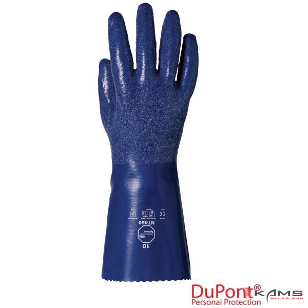 TYCH-GLO-NT450 G - rękawice nitrylowe Tychem ® NT450, elastyczne z wyściółką, odporne na kwas solny 37% - 8-11.
