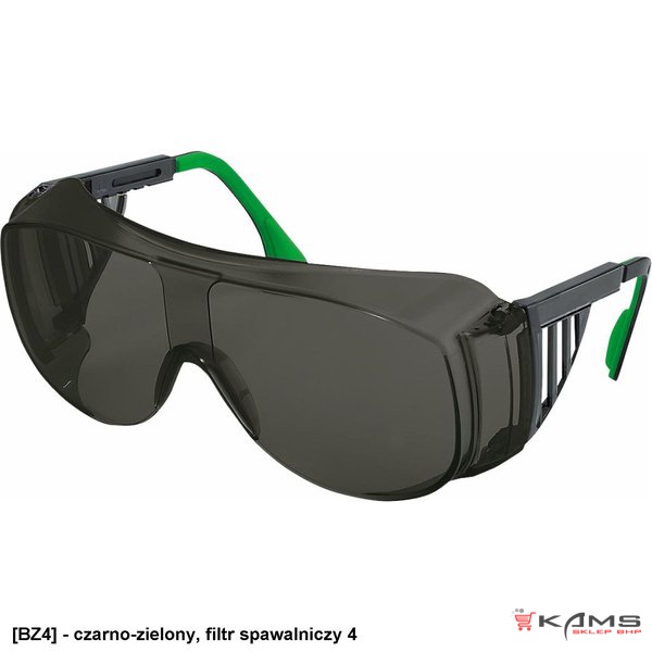 UX-OO- WELD - okulary spawalnicze, kolor czarno-zielony, poliwęglan z powłoką Infradur, 4-stopniowa regulacja, 3 rodzaje filtrów