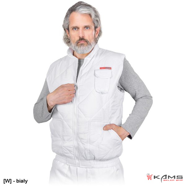 VMO-WHITE - bezrękawnik ocieplany pikowany, powłoka 65% poliester, 35% bawełna, 220 g/m², podszewka 100% poliester tafta 190T - M-3XL.