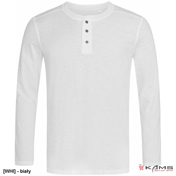 SST9460 - T-shirt męski z długim rękawem, okrągłym dekoltem i guzikami ST9460 - 3 kolory - S-2XL
