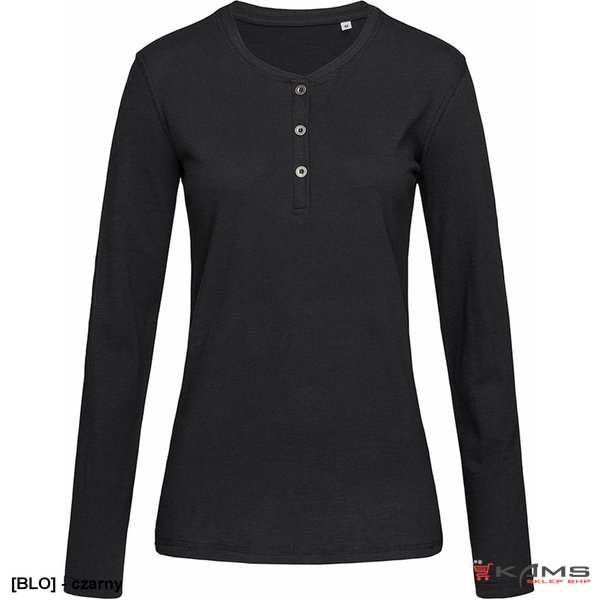 SST9580 - T-shirty damski z długim rękawem, okrągłym dekoltem i guzikami - 2 kolory - S-XL