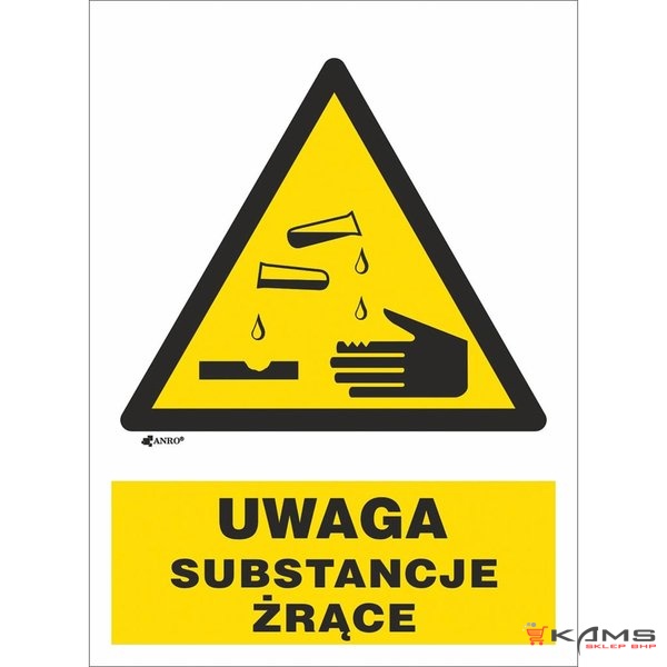 ZZ-155CH1 - Oznakowanie substancji chemicznych Ostrzeżenie przed substancjami żrącymi - 220x300