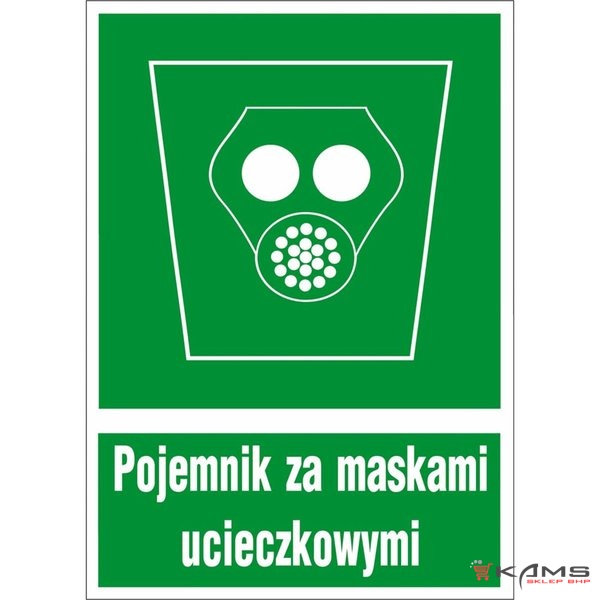 ZZ-19E - Znak ewakuacyjny Pojemnik za maskami ucieczkowymi - 200x300-150x205