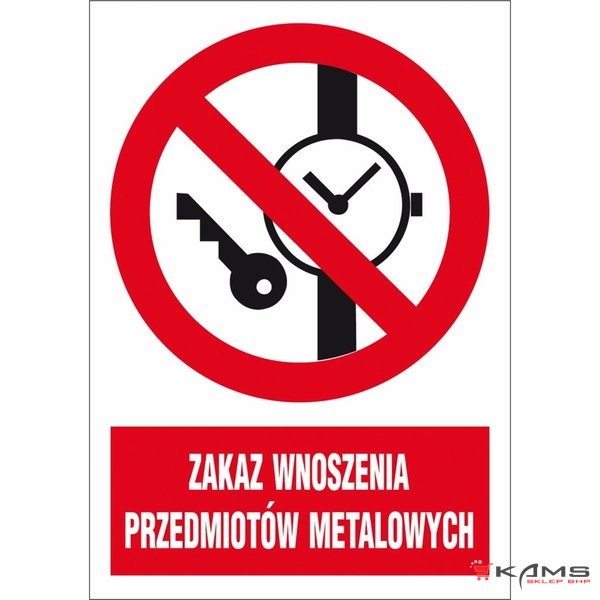 ZZ-20Z-1 - Znak BHP Zakaz wnoszenia przedmiotów metalowych - 220x300