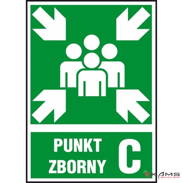 ZZ-56E - Znak ewakuacyjny Punkt zborny C - 200x300-150x205