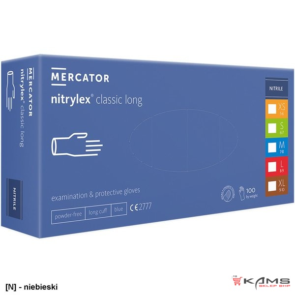 RMM-NITLONG - Rękawice nitrylowe diagnostyczne - bezpudrowe, nitrylex® classic long - S-XL