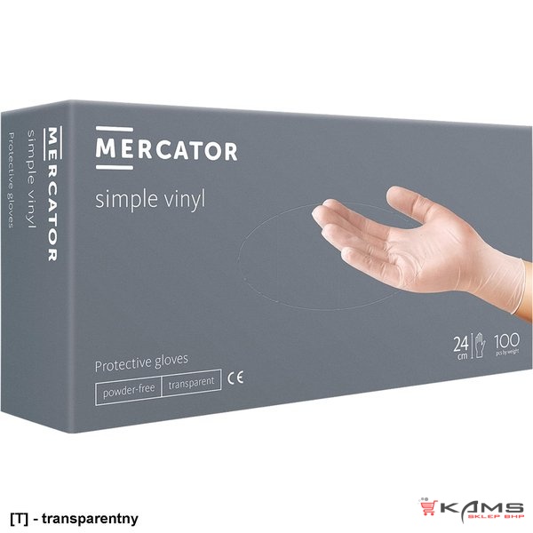 RMM-SIMPLE-PF - Rękawice winylowe gospodarcze i ochronne - bezpudrowe, MERCATOR® simple vinyl - XS-XL