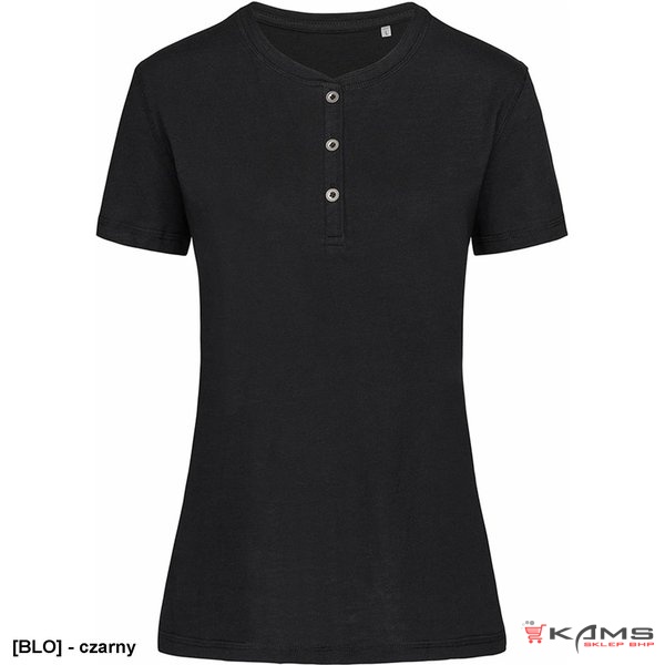 SST9530 - T-shirt damski z okrągłym dekoltem i guzikami ST9530 - 2 kolory - S-XL