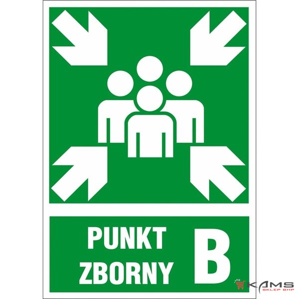 ZZ-55E - Znak ewakuacyjny Punkt zborny B - 150x205-200x300
