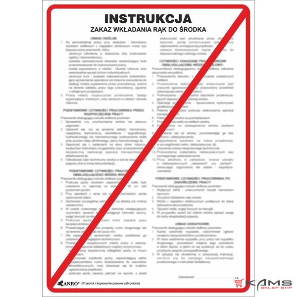 ZZ-P015-1 - Znak ochrony PPOŻ. „Zakaz wkładania rąk do środka” - 200x300